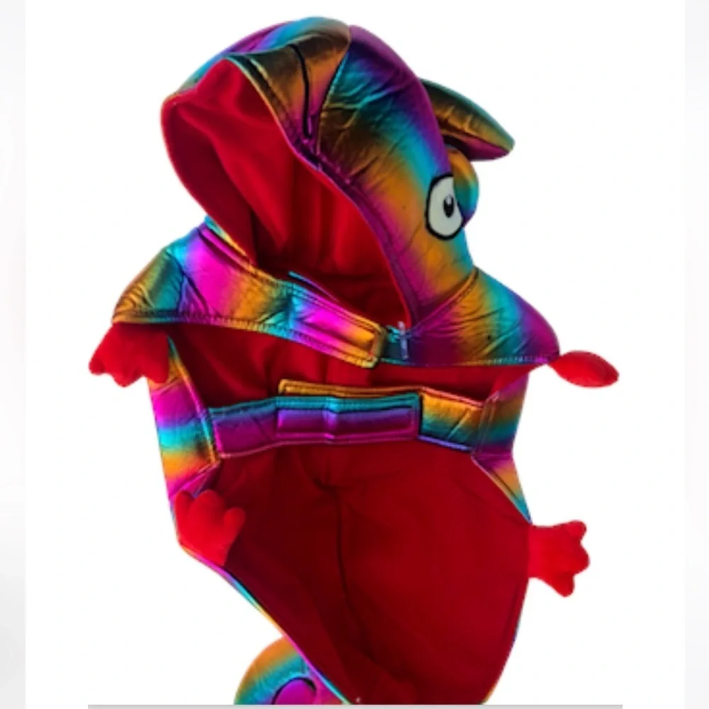 Horned iguana metallic rainbow dog Halloween costume L